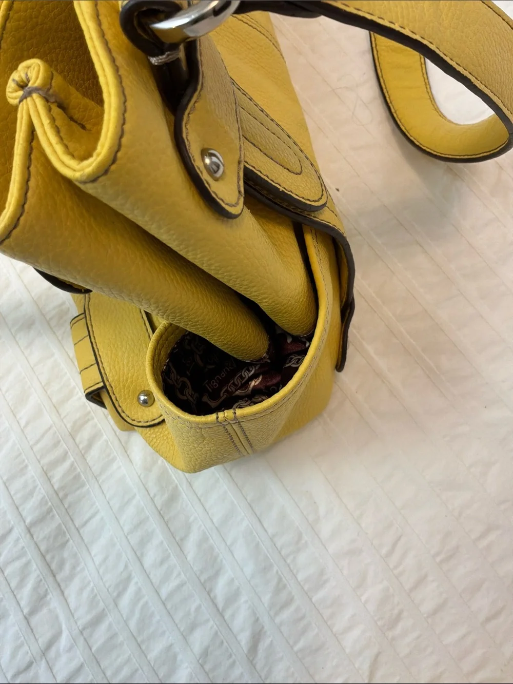 Tignanello Yellow Leather Hand Bag